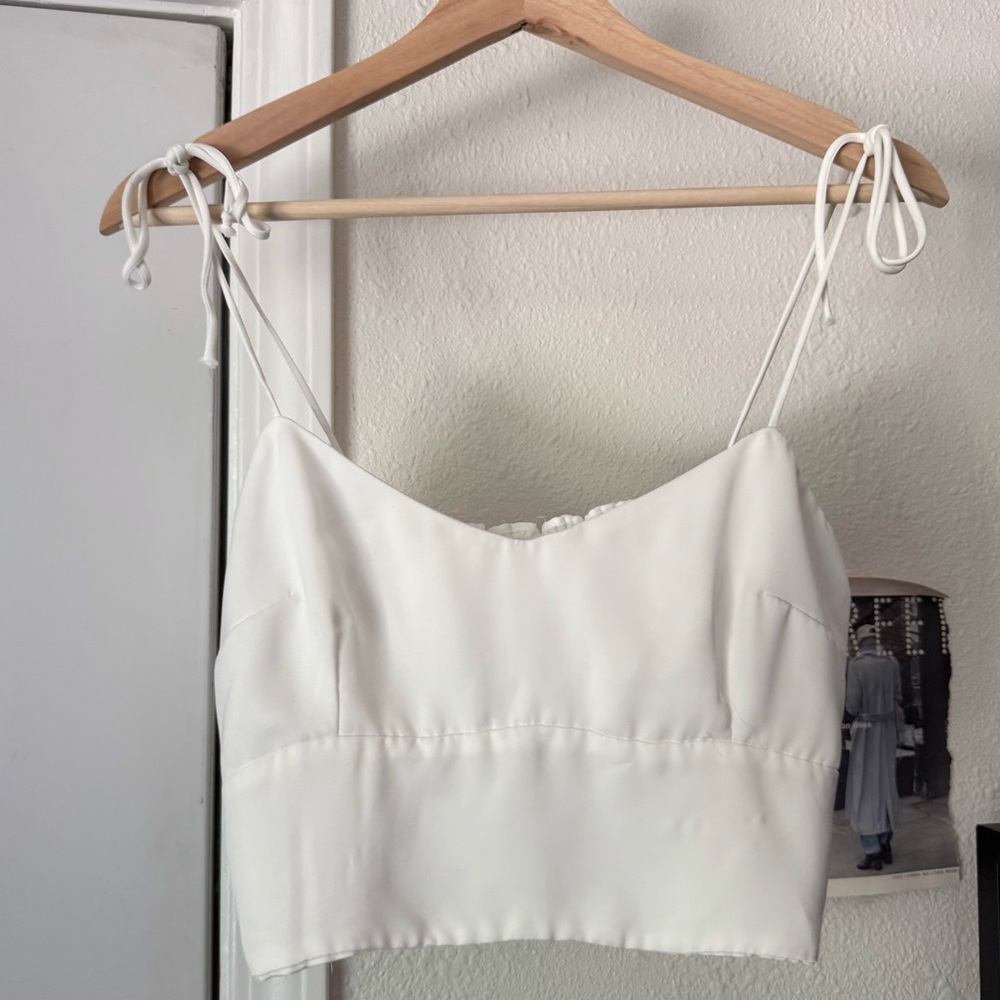 RESA white smocked back cropped v-neck sleeveless tank top‎